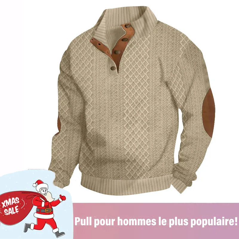 Pull décontracté à manches longues et col montant pour homme
