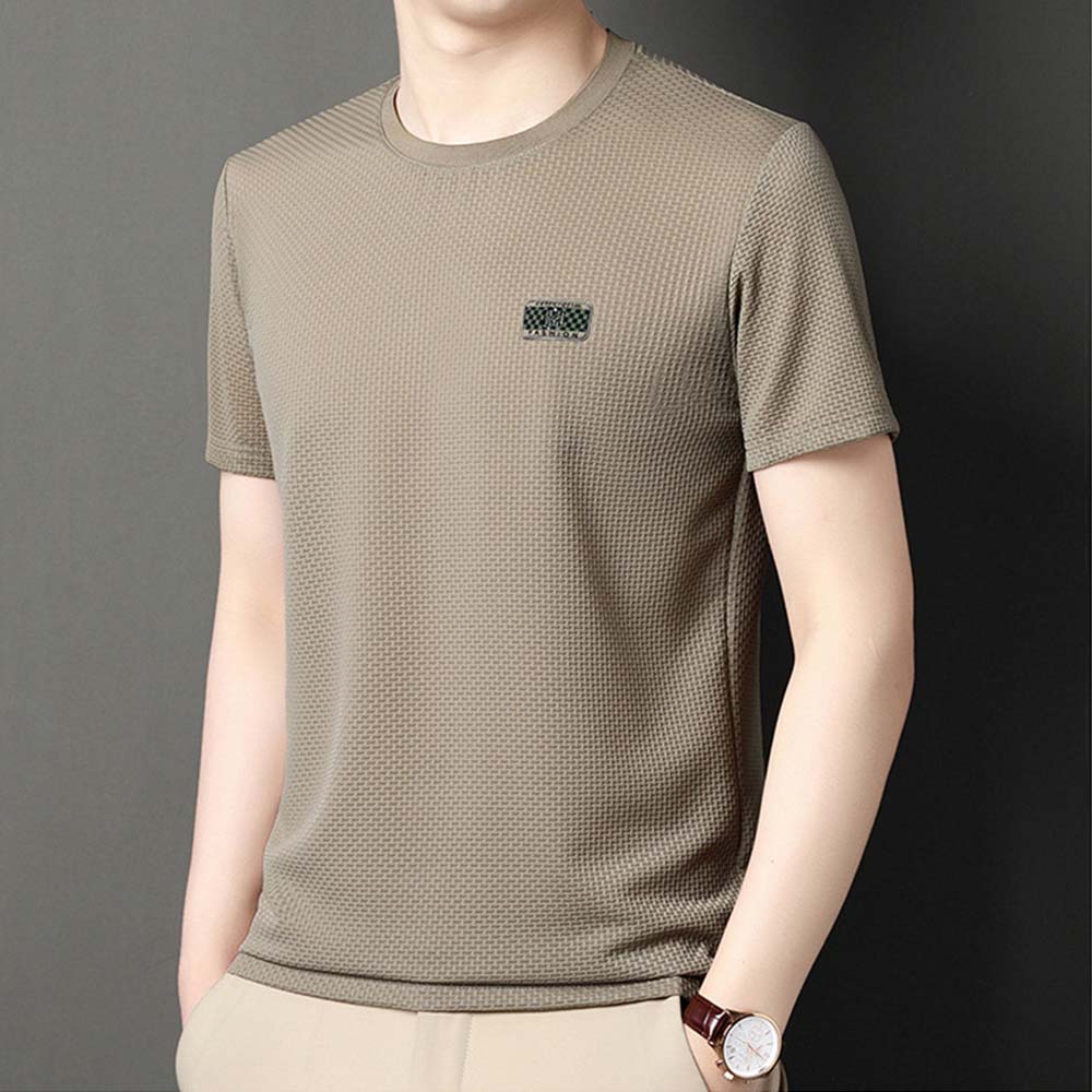 Mentede T-shirt respirant à manches courtes en soie glacée pour hommes