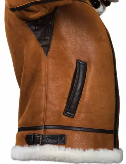 B-3 Shearling Whiskey-Jacke mit Kapuze