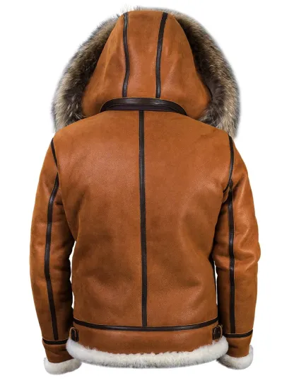 B-3 Shearling Whiskey-Jacke mit Kapuze