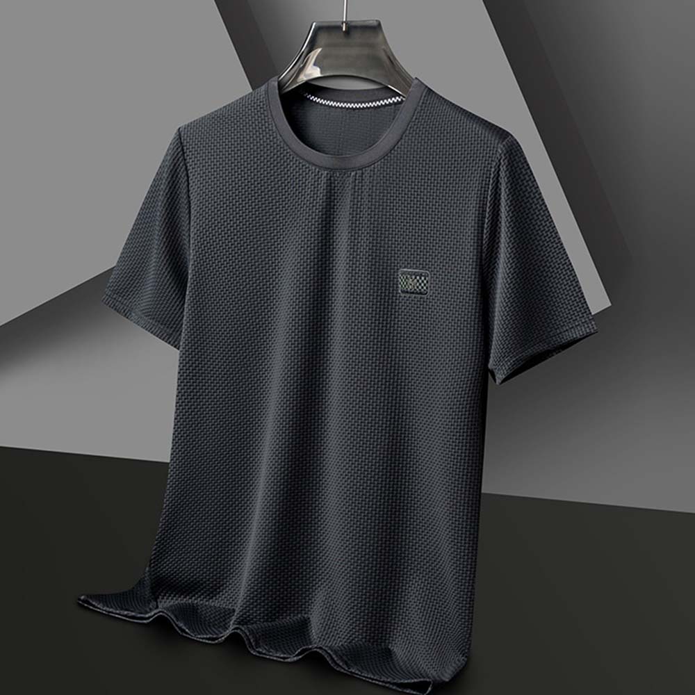 Mentede T-shirt respirant à manches courtes en soie glacée pour hommes