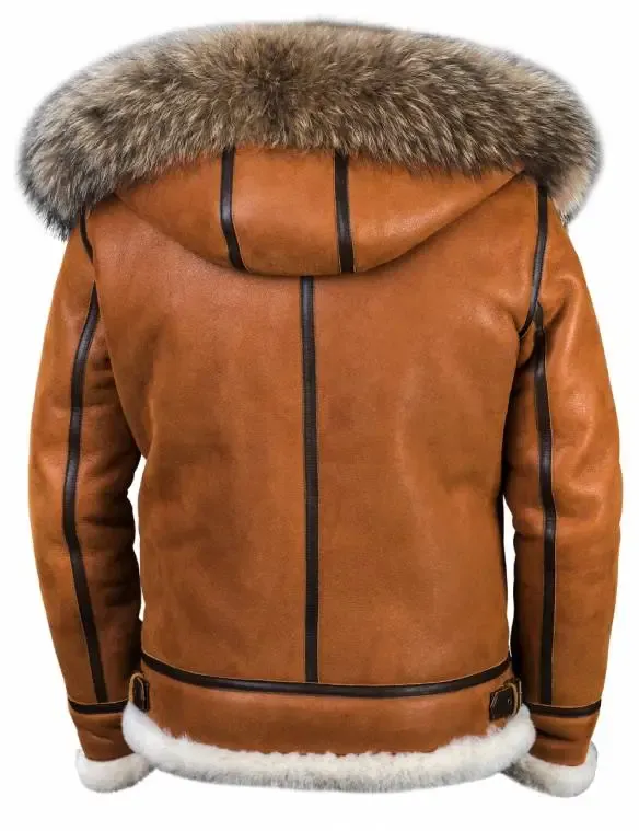 B-3 Shearling Whiskey-Jacke mit Kapuze