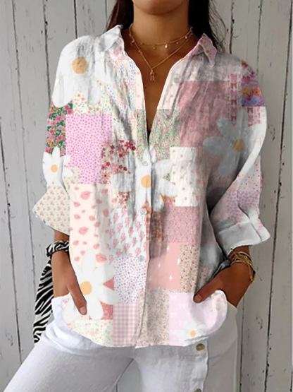 Chemisier patchwork Nancy™ à motif marguerite