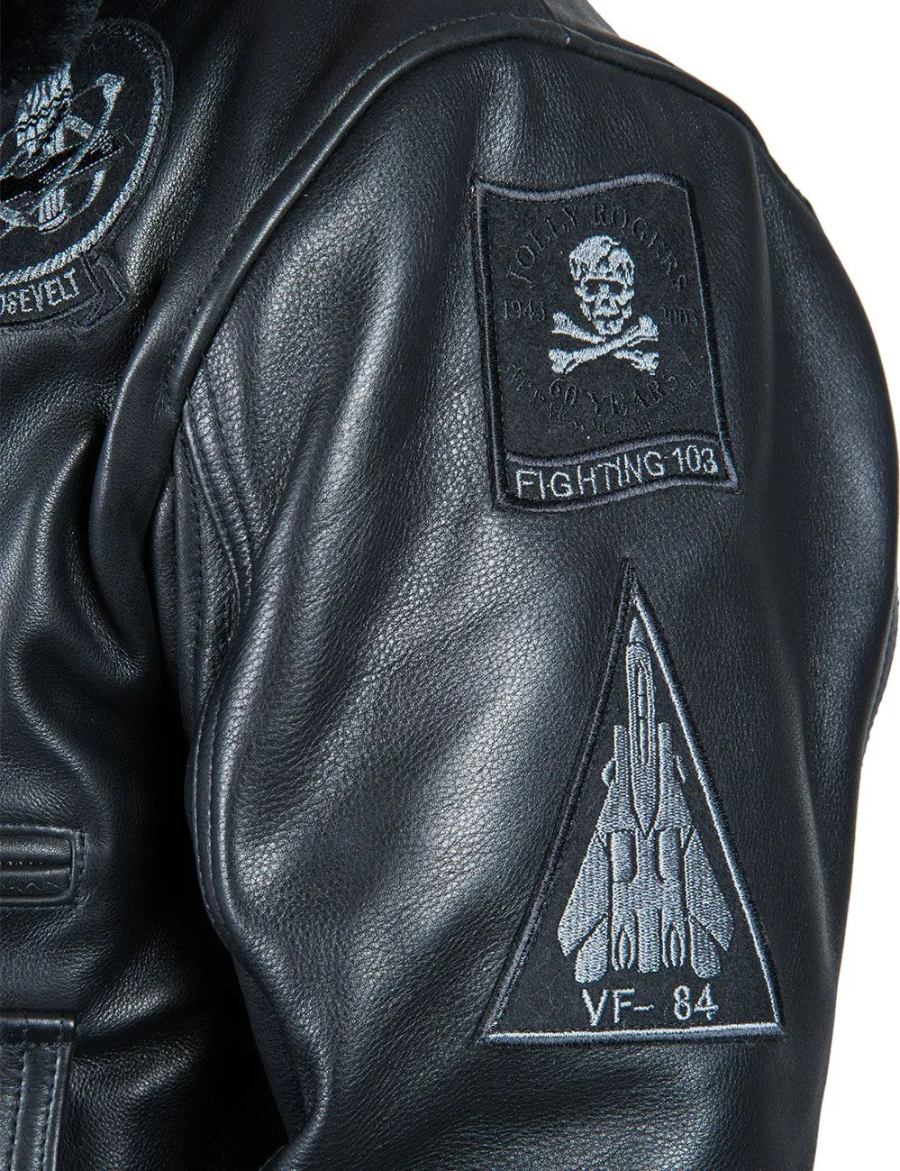 NEU ANKUNFT – TOP GUN JOLLY ROGERS FLIGHT LEDERJACKE SCHWARZ