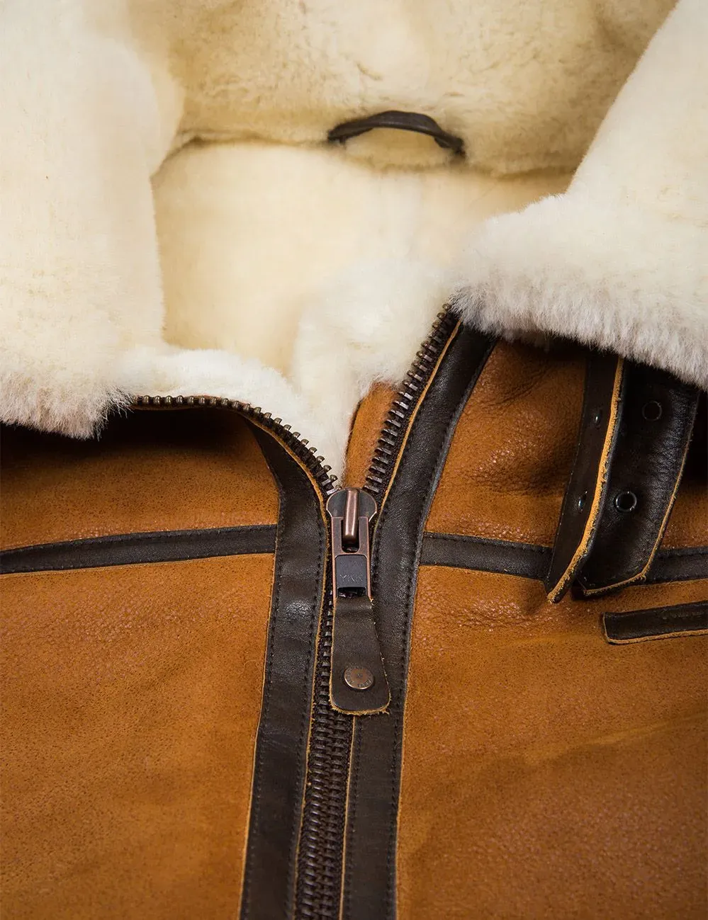 B-3 Shearling Whiskey-Jacke mit Kapuze