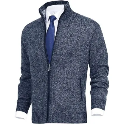 Herrenmode, einfarbig, Stehkragen, Strickjacke, Strickjacke