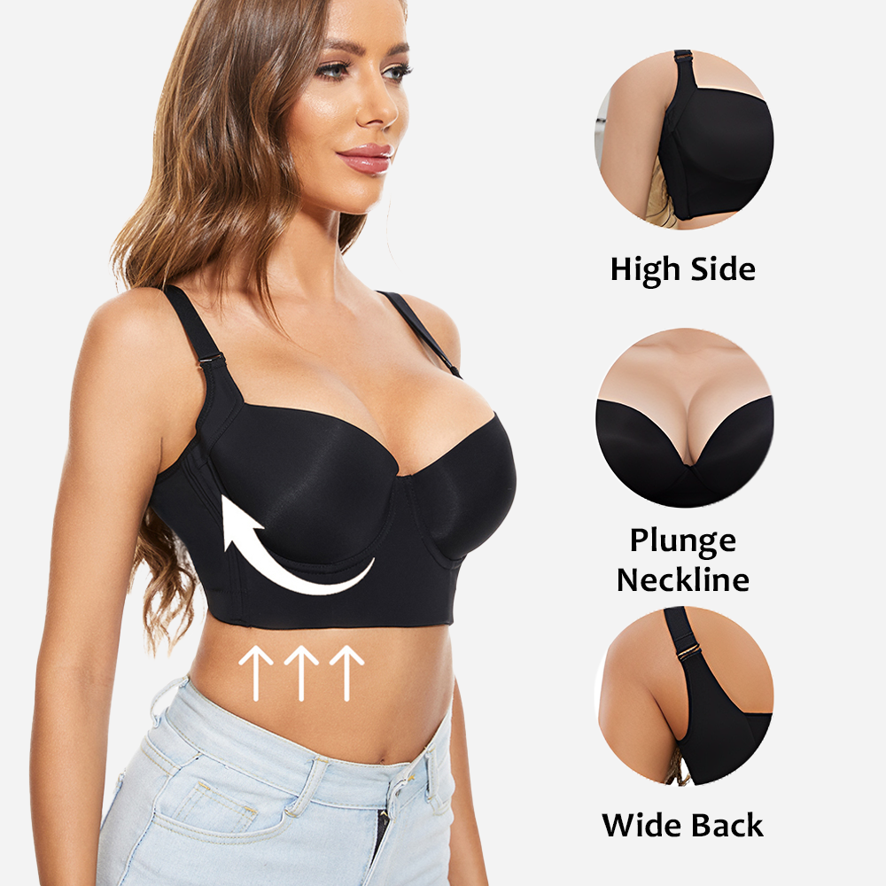 Sudiltd® Push-Up Back Smoothing Bra - Black+Beige (2 PACK）