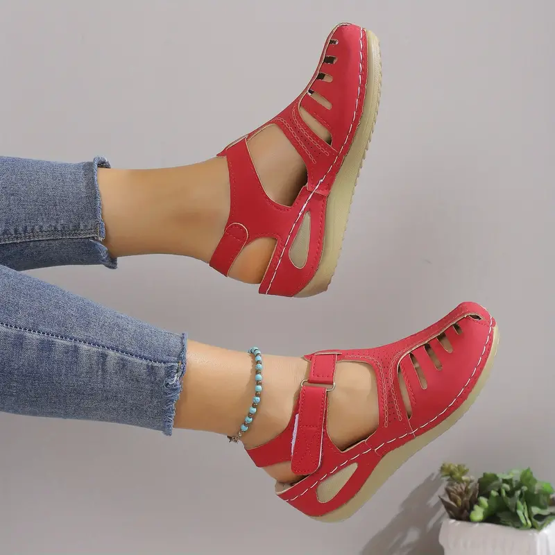🔥Summer Hot Sale🔥Soft PU Leather Closed Toe Vintage Anti-Slip Sandals