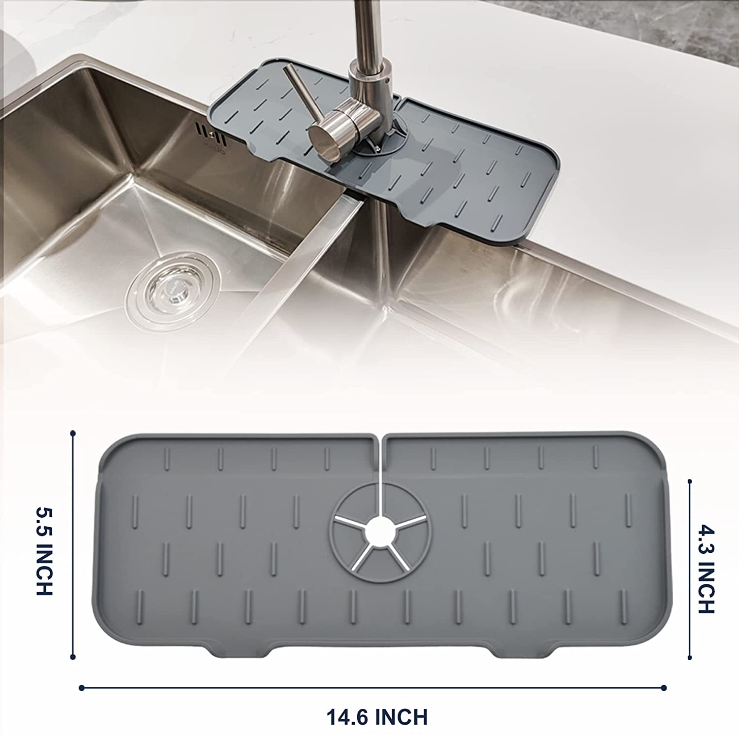 Food-grade silicone drain mat kitchen bathroom faucet splash-proof sink mat strip foldable