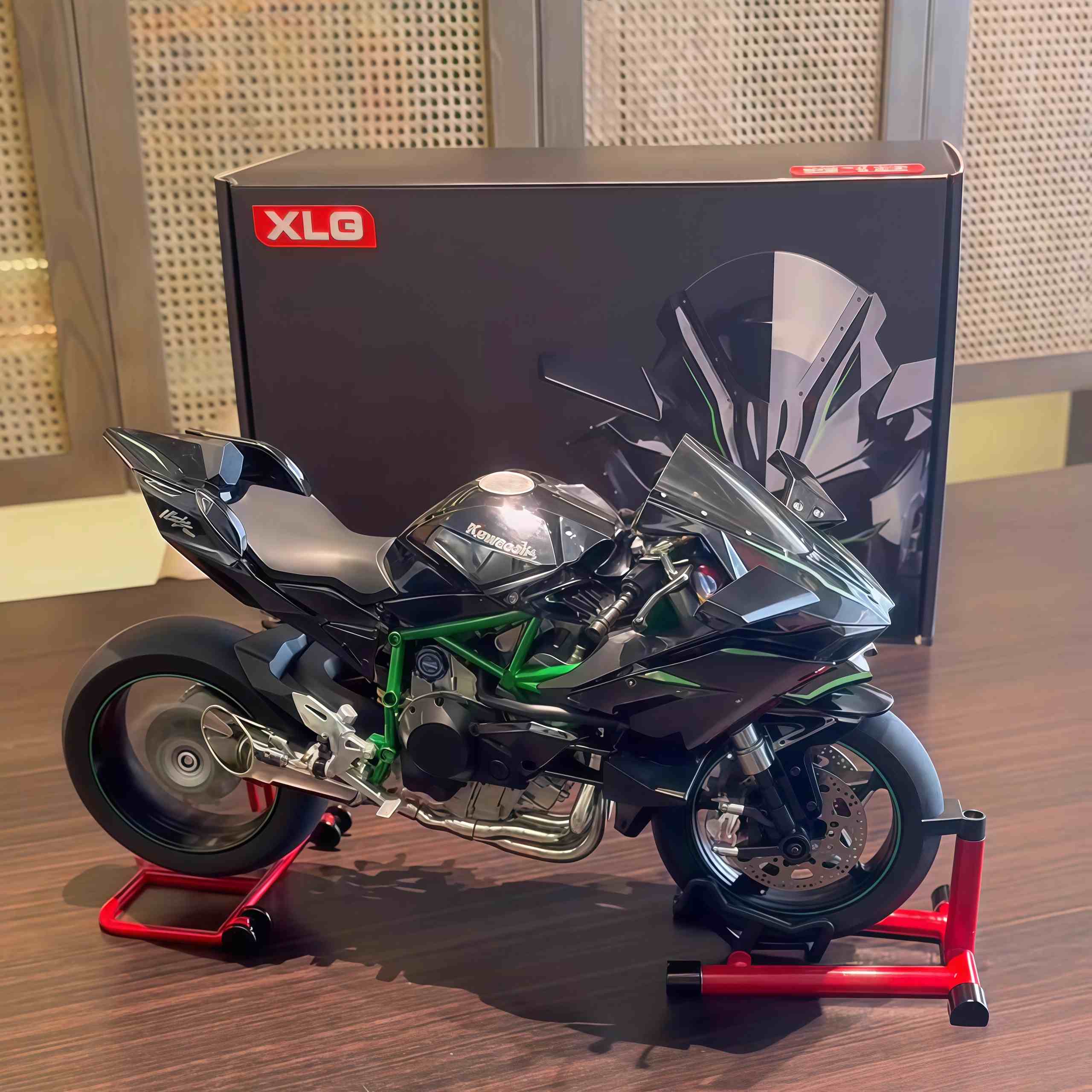 H2R motorcycle model with engine startup, throttle control, and exhaust spray simulation, ideal gift for men