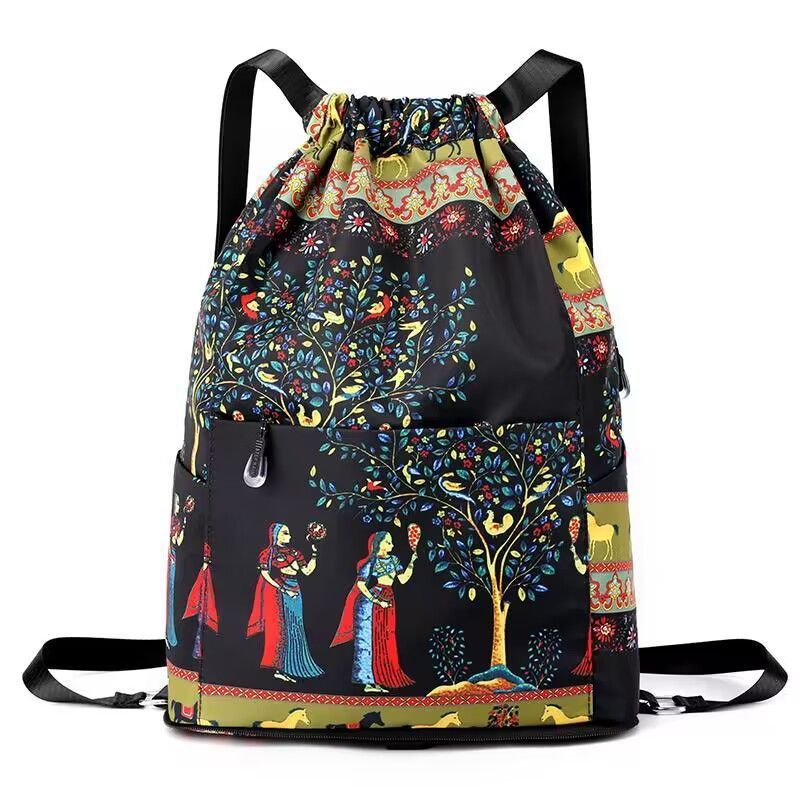 💚🧡Drawstring Foldable Large Capacity Dry-wet Separation Travel Sports Backpack