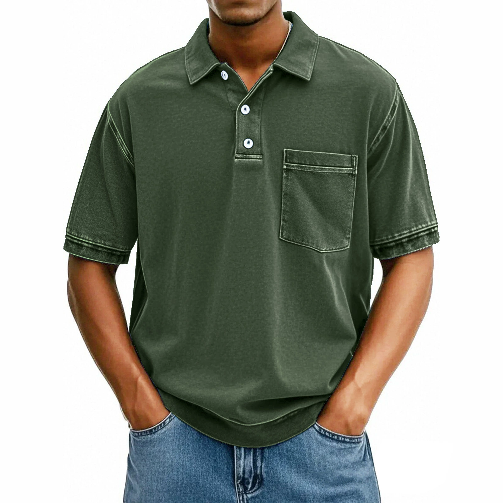 MARCO LUCA | Casual Men's Solid Color Button-Up Polo Shirt