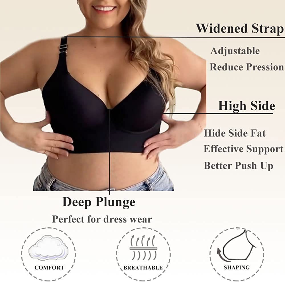 Sudiltd® Push-Up Back Smoothing Bra - Black+Beige (2 PACK）