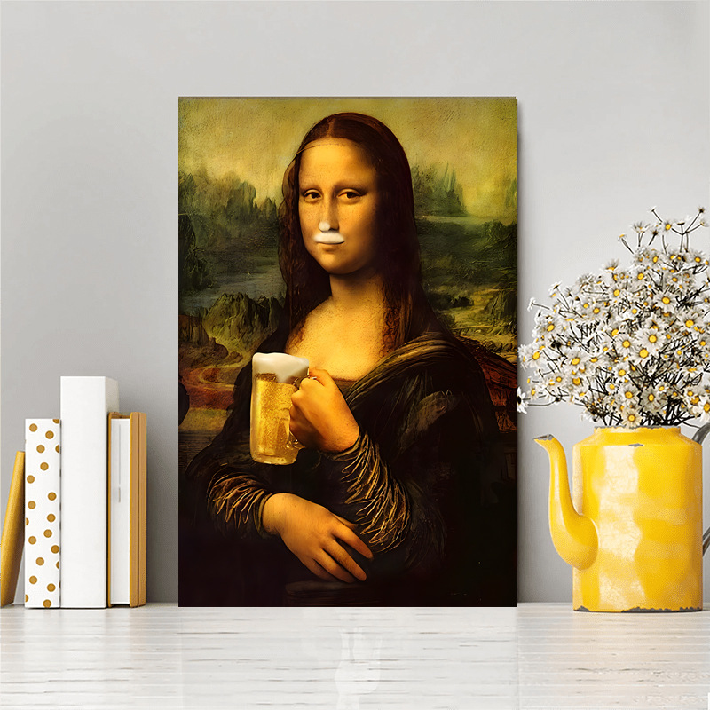 🔥2025 Christmas Hot Sale🎁 Mona Lisa Holding Nose Bathroom Canvas Art