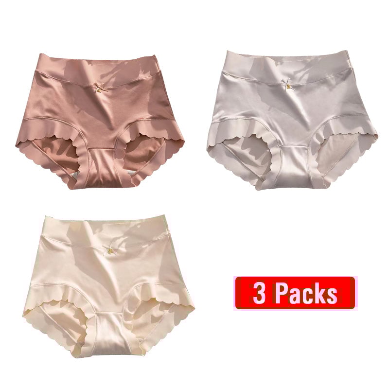 Pay1 Get 3(3packs) Premium Satin Antibacterial Ice Silk Moisture-absorbing Panties