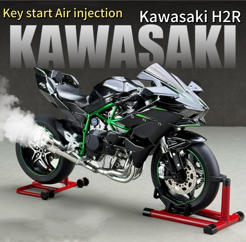 H2R motorcycle model with engine startup, throttle control, and exhaust spray simulation, ideal gift for men