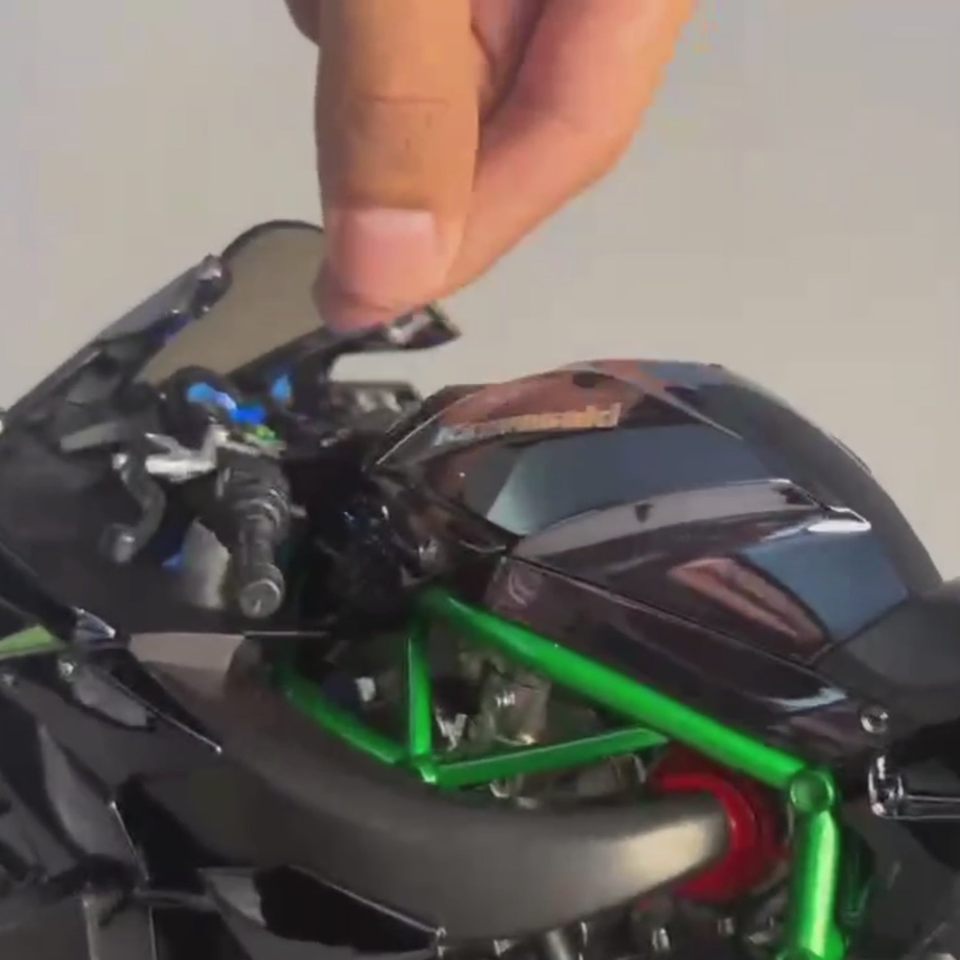 H2R motorcycle model with engine startup, throttle control, and exhaust spray simulation, ideal gift for men