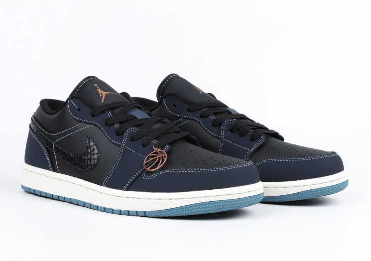 Aj 1 Low Black Dark Obsidian Snakeskin FJ5478-010