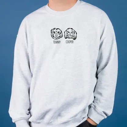 Custom Pet Portrait Sweatshirt - Artistic Outline Embroidery