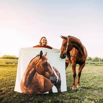 Personalized Pet Photo Blankets Painted Art Portrait Fleece Blanket