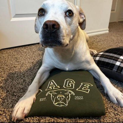Custom Pet Outline Portrait and Year Embroidered Sweatshirt/T-Shirt