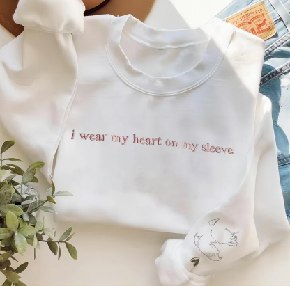 I Wear My Heart on My Sleeve - Custom Pet Portrait Sweatshirt/T-shirt for Pet Lovers, Pet Memorial