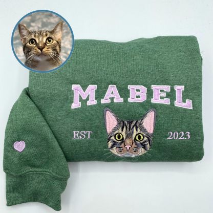 Custom Embroidered Sweatshirt With Pet Portrait