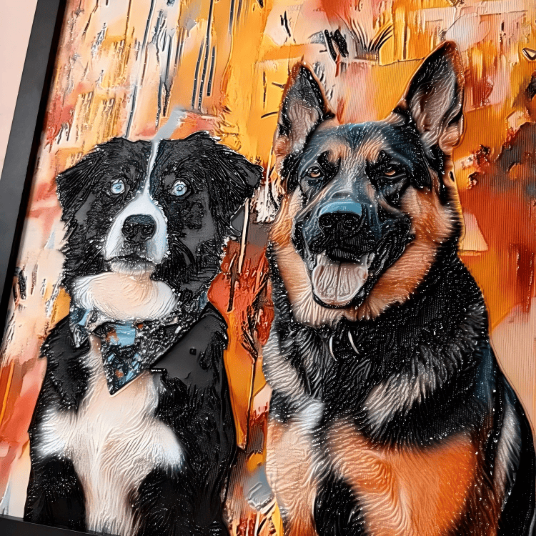3D Embossed Pet Portrait Art – Custom Pet Wall Decor with Optional Graffiti Style – Personalized Dog, Cat, Bunny Gift for Pet Lovers