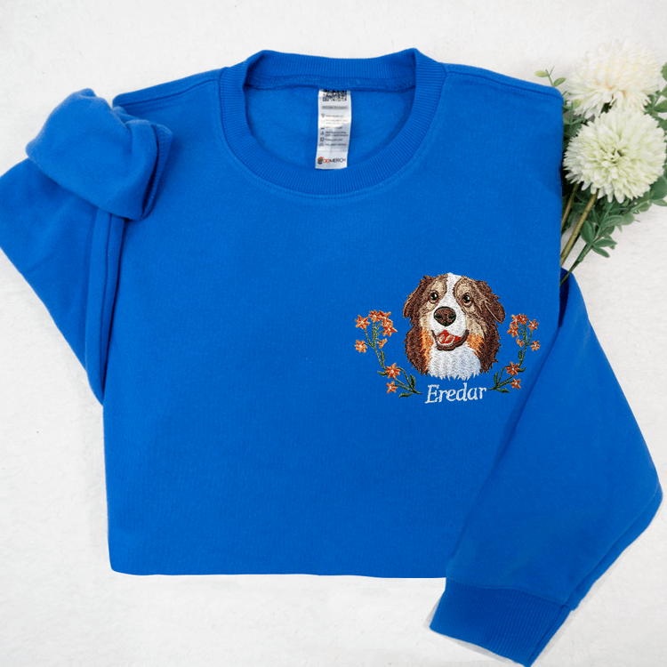 Personalized Pet Portrait Embroidery Sweatshirt Hoodie T-shirt