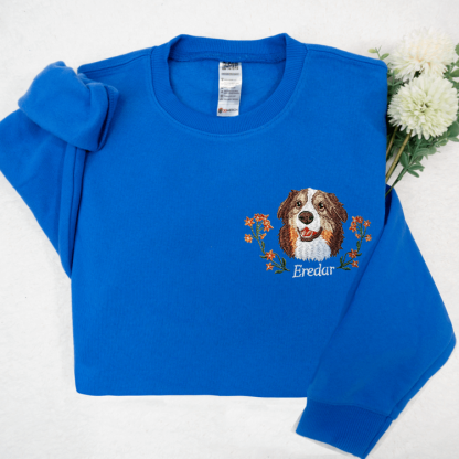 Personalized Pet Portrait Embroidery Sweatshirt Hoodie T-shirt