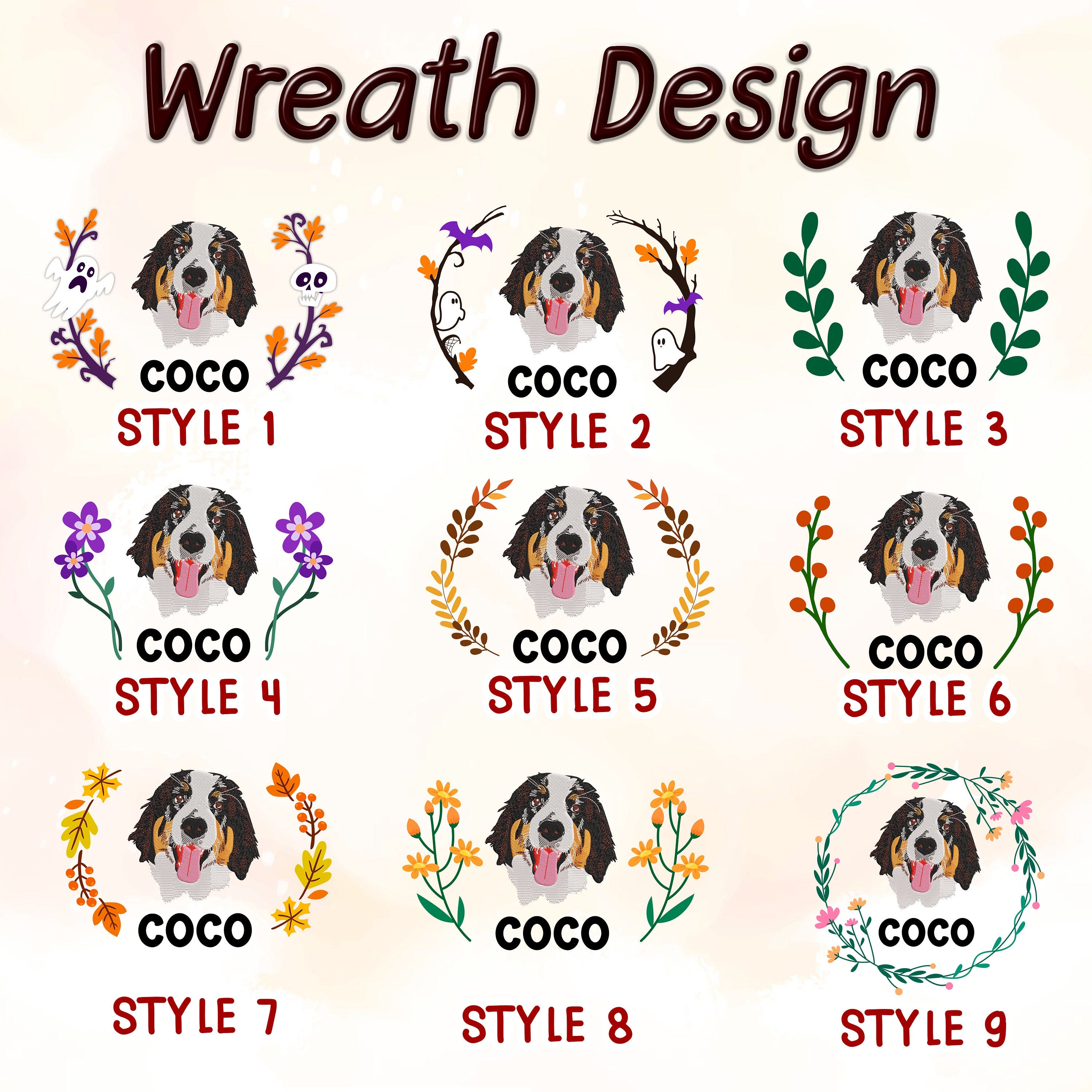 Custom Embroidered Halloween Dog Sweatshirt from Your Photo with Wreath | Halloween Gift