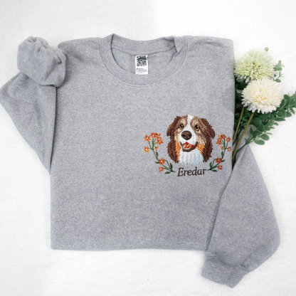 Personalized Pet Portrait Embroidery Sweatshirt Hoodie T-shirt