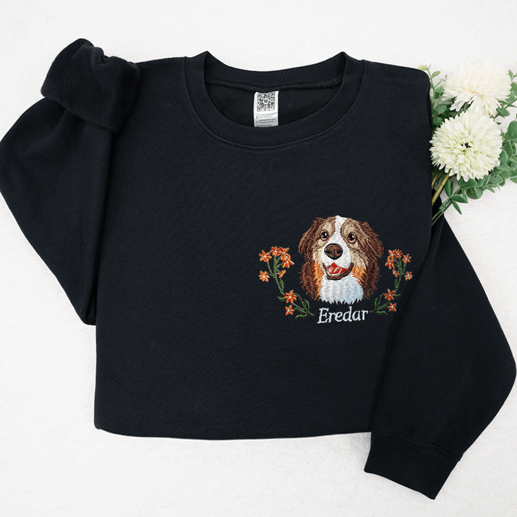 Personalized Pet Portrait Embroidery Sweatshirt Hoodie T-shirt