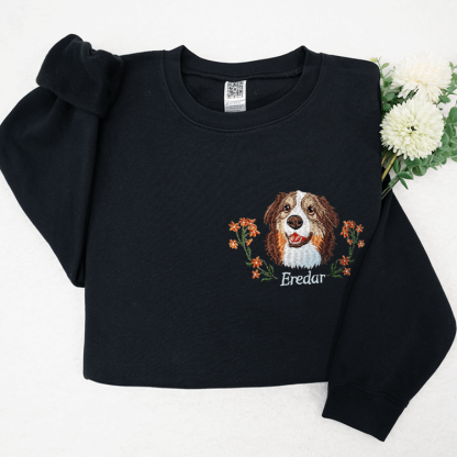 Personalized Pet Portrait Embroidery Sweatshirt Hoodie T-shirt