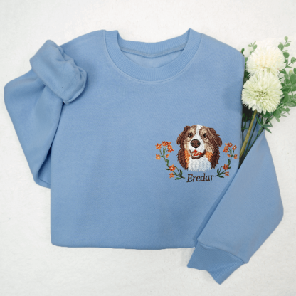 Personalized Pet Portrait Embroidery Sweatshirt Hoodie T-shirt