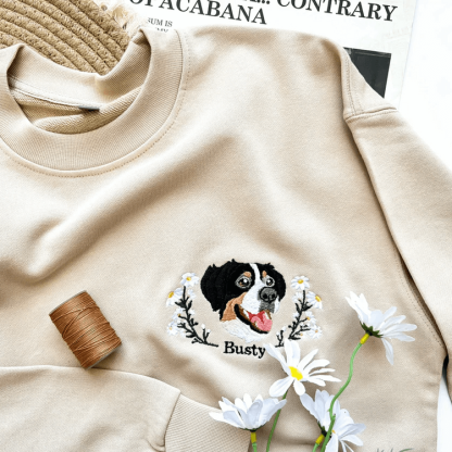 Personalized Pet Portrait Embroidery Sweatshirt Hoodie T-shirt