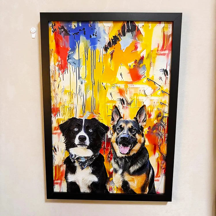 3D Embossed Pet Portrait Art – Custom Pet Wall Decor with Optional Graffiti Style – Personalized Dog, Cat, Bunny Gift for Pet Lovers