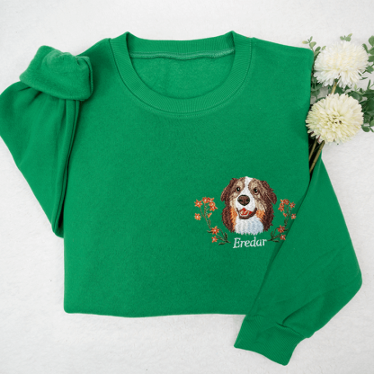 Personalized Pet Portrait Embroidery Sweatshirt Hoodie T-shirt