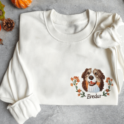 Personalized Pet Portrait Embroidery Sweatshirt Hoodie T-shirt
