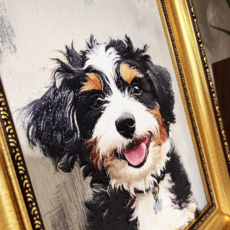 3D Embossed Pet Portrait Art – Custom Pet Wall Decor with Optional Graffiti Style – Personalized Dog, Cat, Bunny Gift for Pet Lovers