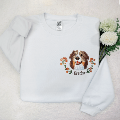 Personalized Pet Portrait Embroidery Sweatshirt Hoodie T-shirt