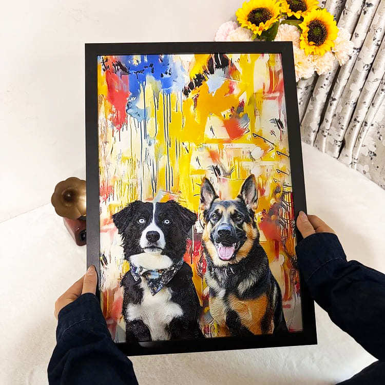 3D Embossed Pet Portrait Art – Custom Pet Wall Decor with Optional Graffiti Style – Personalized Dog, Cat, Bunny Gift for Pet Lovers