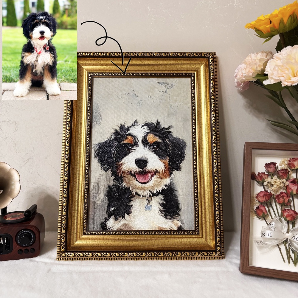 3D Embossed Pet Portrait Art – Custom Pet Wall Decor with Optional Graffiti Style – Personalized Dog, Cat, Bunny Gift for Pet Lovers