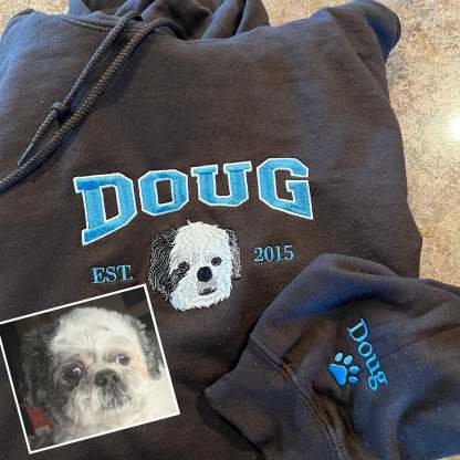 Custom Embroidered Hoodie/Sweatshirt With Pet Portrait