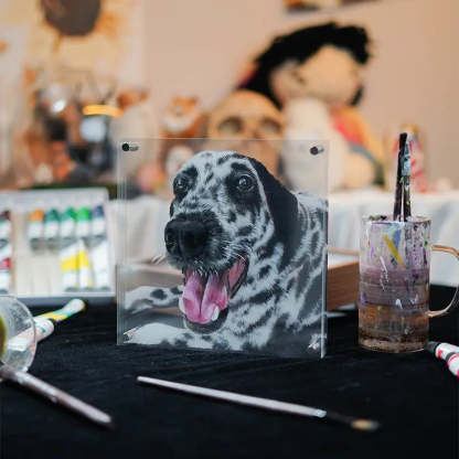Custom 3D Glass Painting Pet Painting Cat/Dog Portrait Art-Artloverhouse