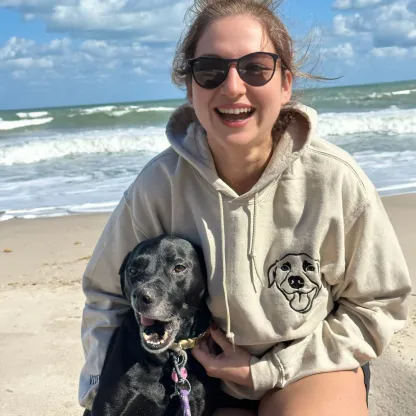 Custom Pet Portrait Embroidered Hoodie Using Pet Photo