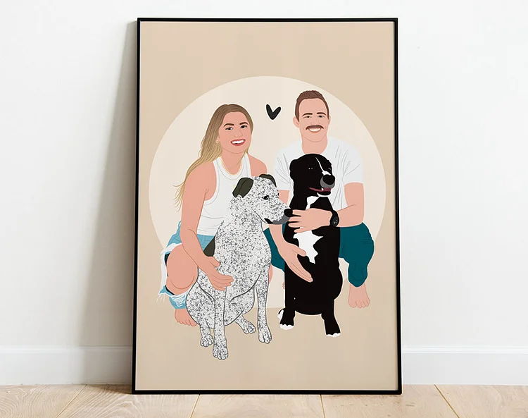 Custom Family Photo Wall Art, Personalized Dad Portrait Print, Fathers Day Gift