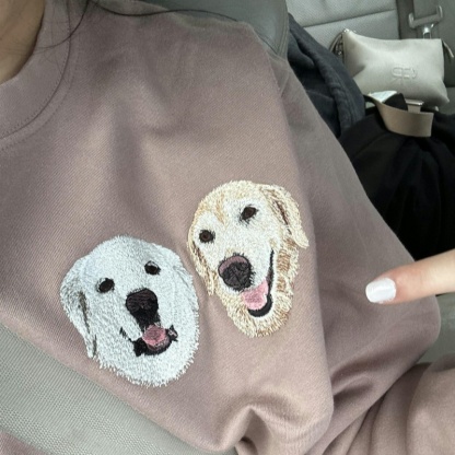 A Hug That Lasts Forever – Personalized Pet Portrait Embroidered Sweatshirt