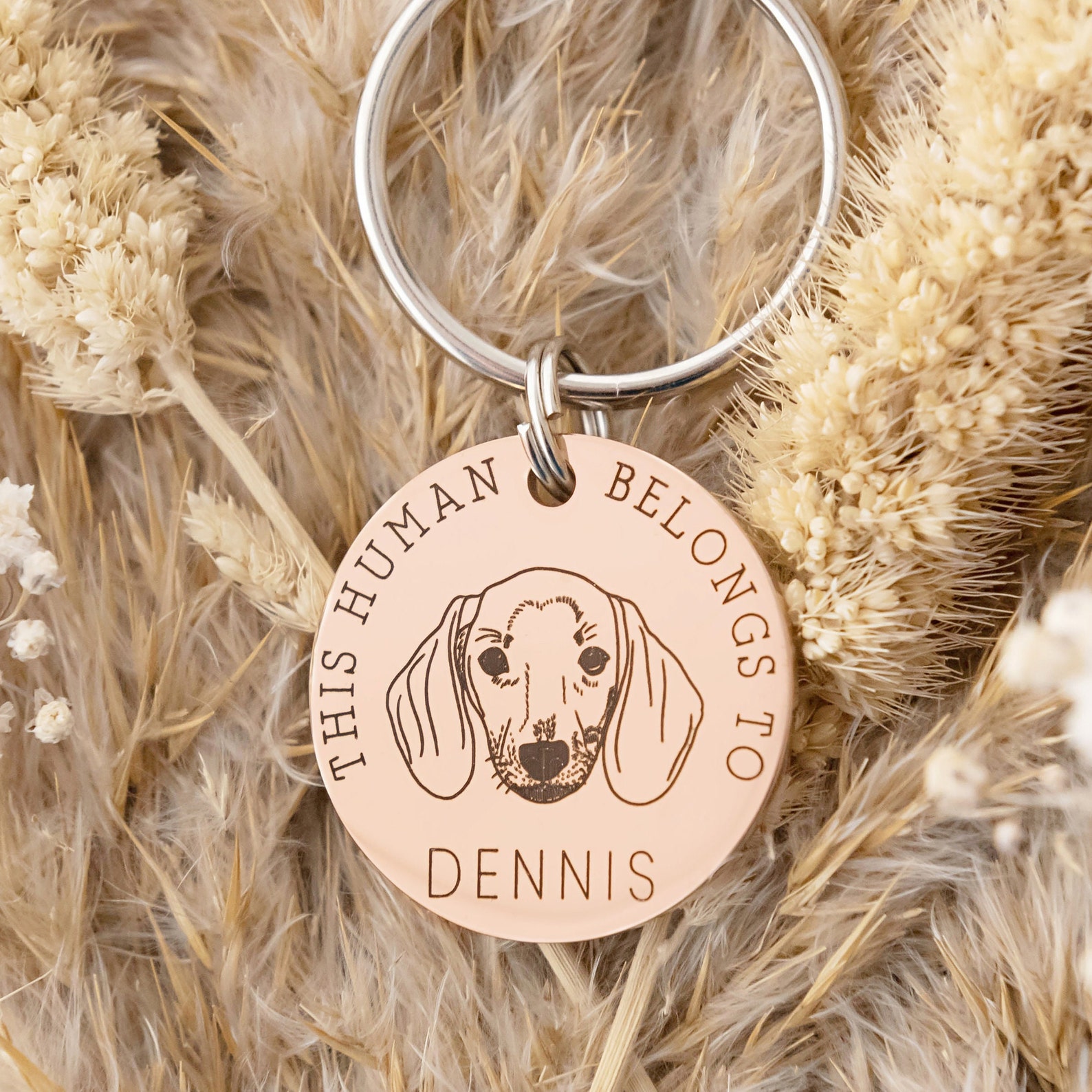 This Human Belongs To, Personalized Pet Keyring-Artloverhouse