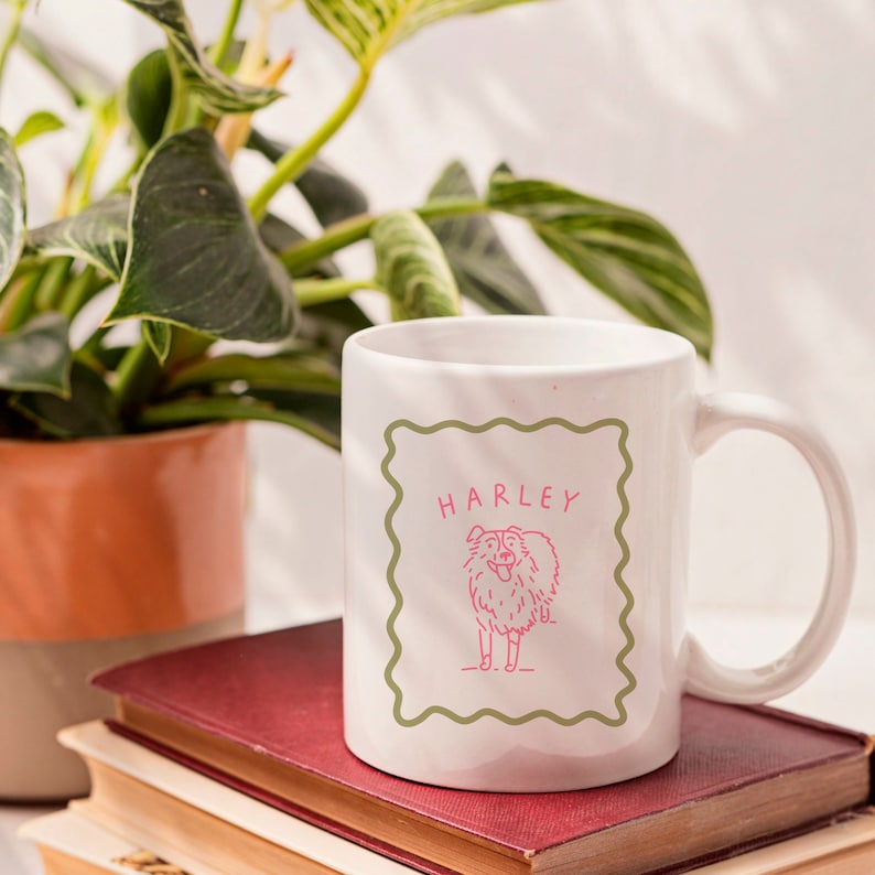 Custom Pet Mug Personalised Drawn Pet Portrait Mug Gift for Dog Mom